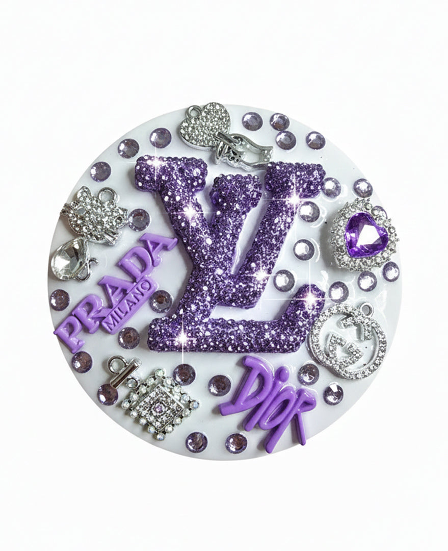 Purple Reign | LV, Prada & Dior Crystal Designer Mirror