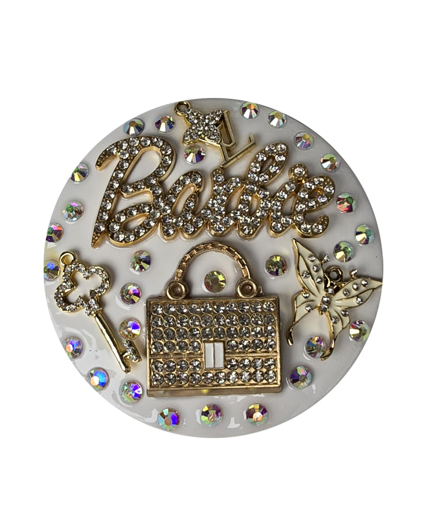 Barbie Got Her Birkin | White & Gold Crystal Compact Mirror