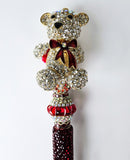 Soft & Fierce | Crystal Bear, Burgundy Crystal & Red Bow Pen