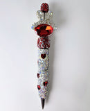 Queen of Hearts | Red Gem, Crystal Ears & Heart Barrel Pen