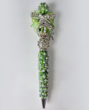 Emerald Intention | Green Pearl, AB Crystal & Silver Bow Luxe Pen