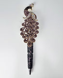Unapologetically on Display | Crystal Peacock Topper & Black Barrel Pen