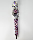 Dressed in Diamonds | Crystal Heart Crown, Silver Fringe & Magenta Pen