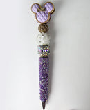 She Sparkles in Purple | Lavender Quilted Ears, Purple Crystal & Pearl Pen