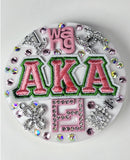 AKA 1908 Compact Mirror with Light | Pink & Green Crystal Couture