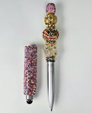 The Golden Rose | Pink AB Crystal, Gold Bloom & Clear Crystal Stylus Pen