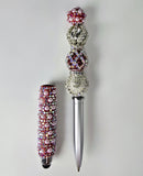 The Crimson Crown | Red Pearl, Bold Red Crystal & Silver Luxe Stylus Pen