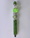 The Abundance Rose | Green Crystal, Flower Charm & Silver Pavé Luxe Stylus Pen
