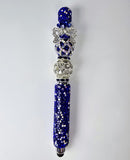 The Sapphire Crown | Deep Blue Crystal & Silver Pavé Stylus Pen