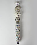 The Divine Reset | White AB Crystal, Clear Bloom & Silver Pavé Stylus Pen