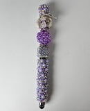 The Lavender Dream | Purple Pearl, Silver Pavé & White Rose Charm Stylus Pen