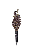 Unapologetically on Display | Crystal Peacock Topper & Black Barrel Pen